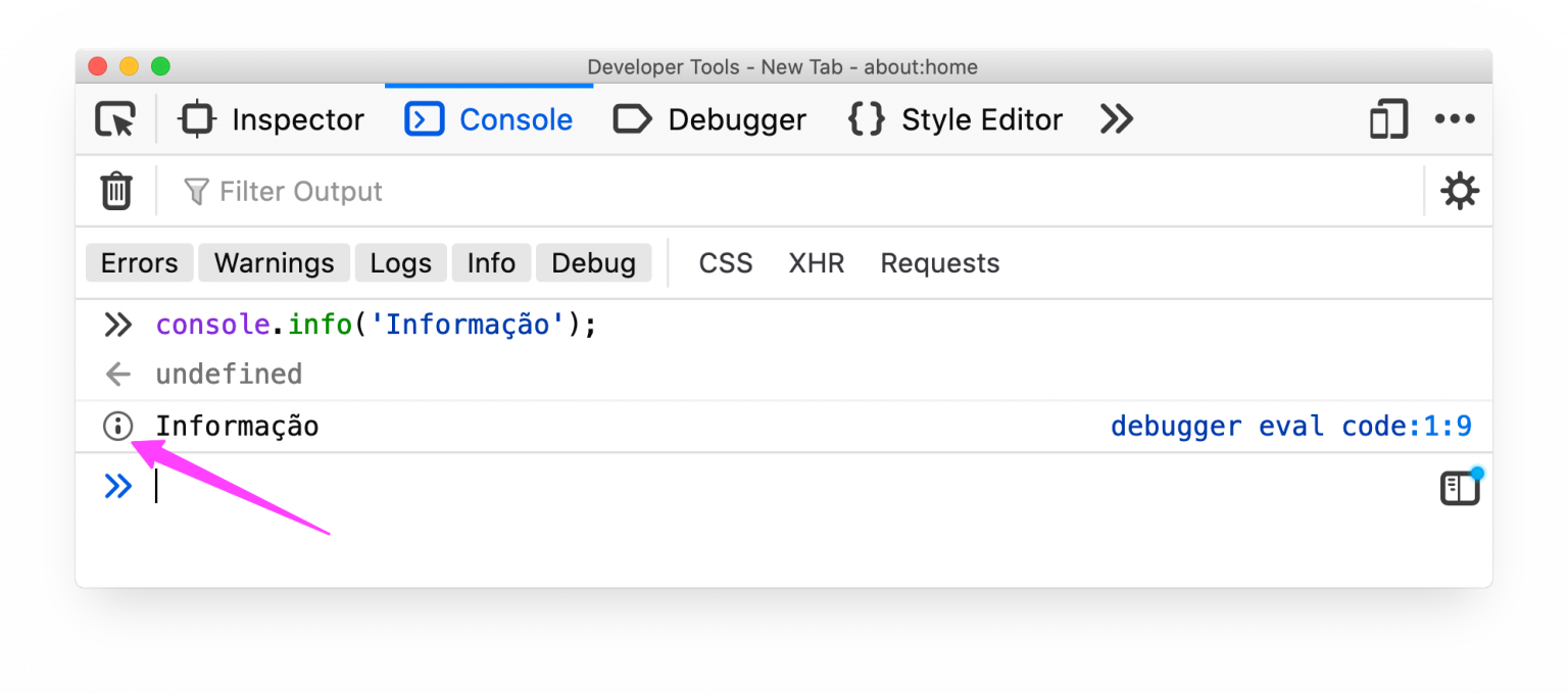 Exemplo de console.info